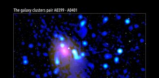 L’aurora cosmica che unisce due ammassi di galassie