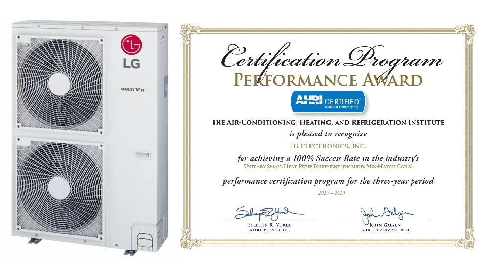 LG riceve l’AHRI Perfomance Award per il terzo anno