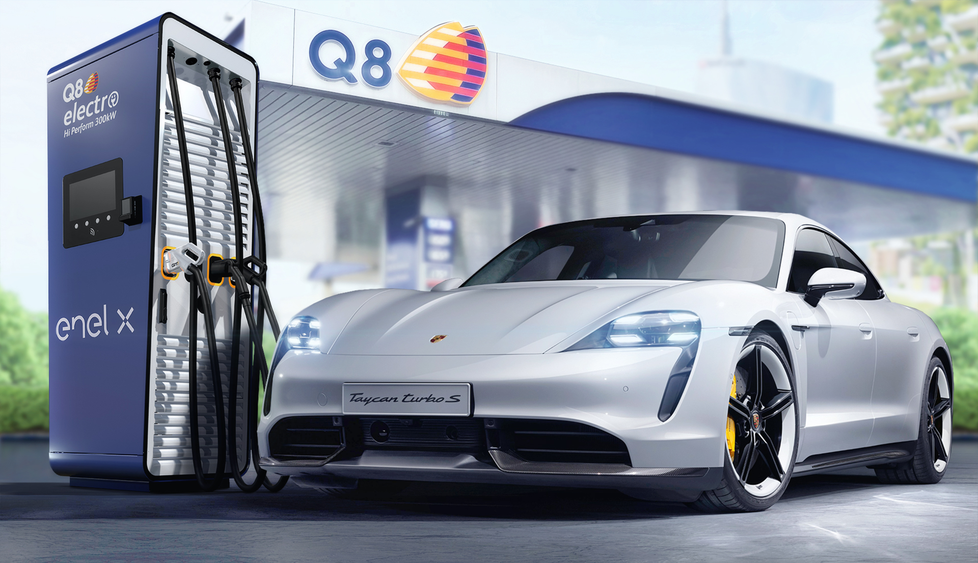 Partnership tra Q8, Enel X e Porsche per le colonnine di ricarica ultrafast