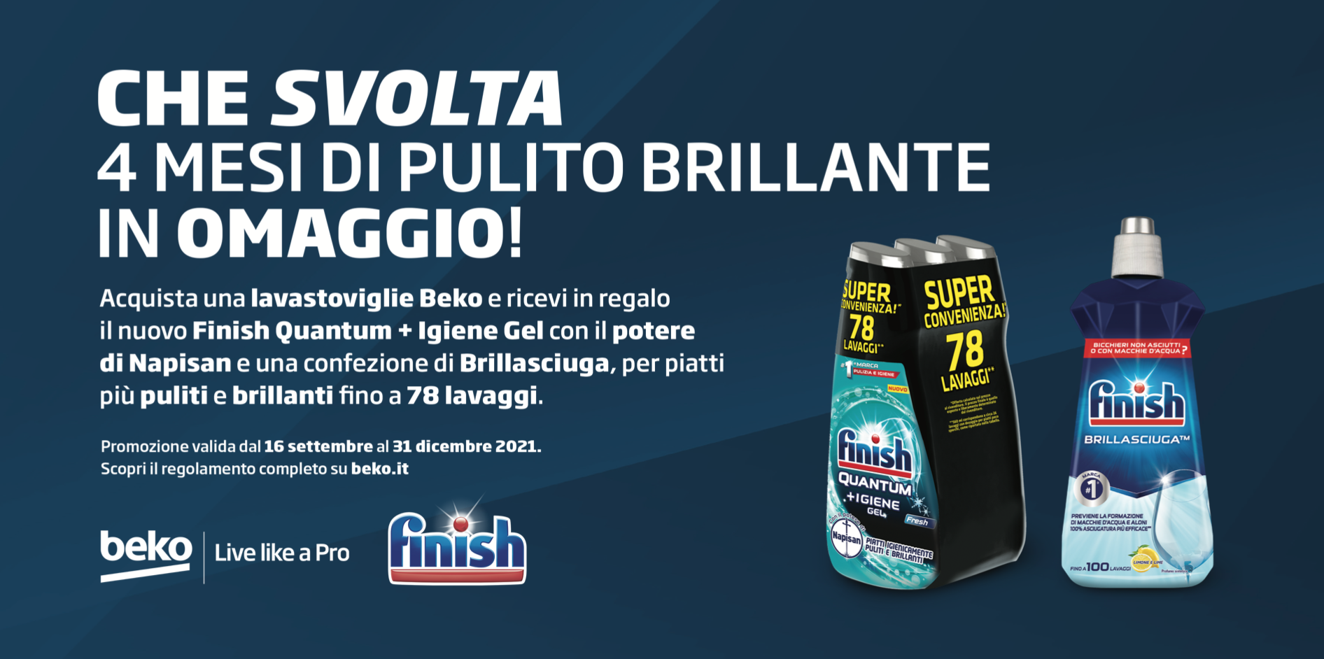 Continua la promo Beko insieme a Finish “Svolta per un pulito brillante”