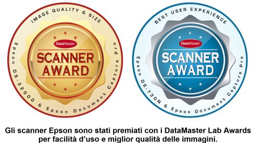 Gli scanner Epson premiati con sette DataMaster Lab Awards