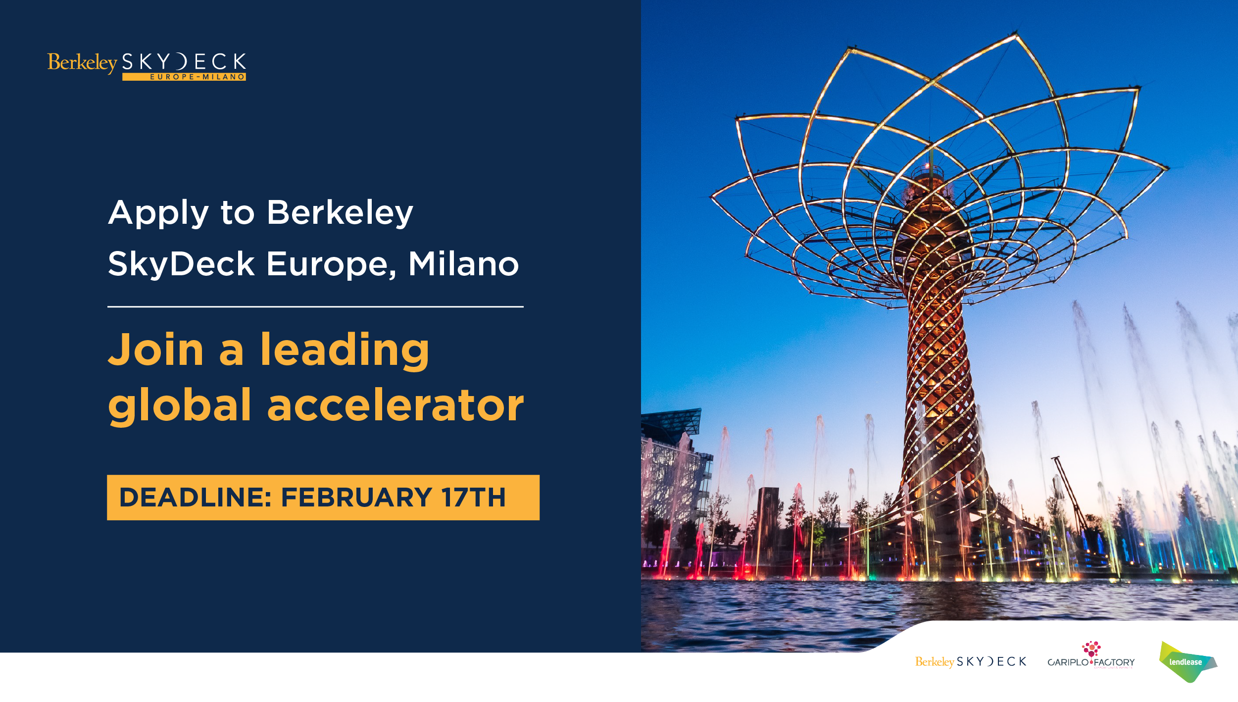 “Berkeley SkyDeck Europe, Milano” avvia la terza call per startup europee