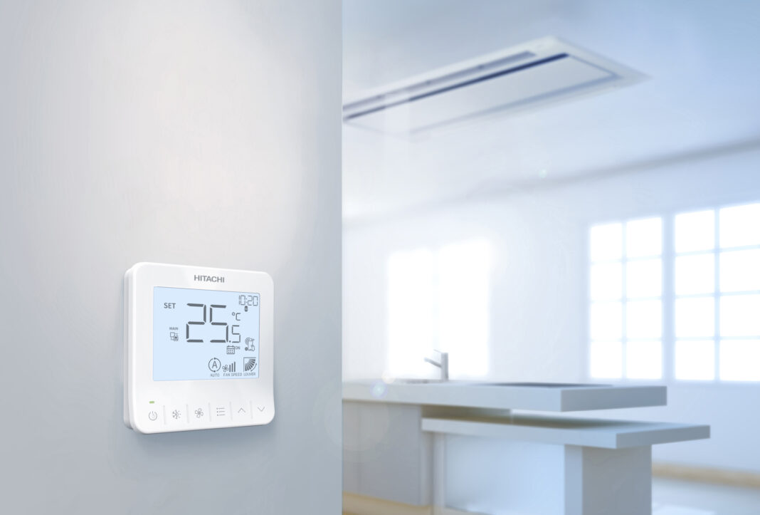 Smart thermostat in domestic kitchen
