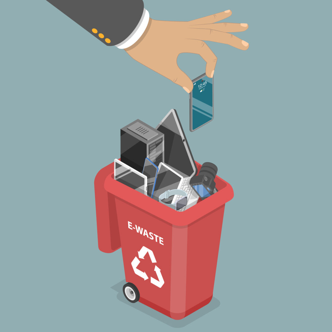 3D Isometric Flat Vector Conceptual Illustration of Electronic Waste